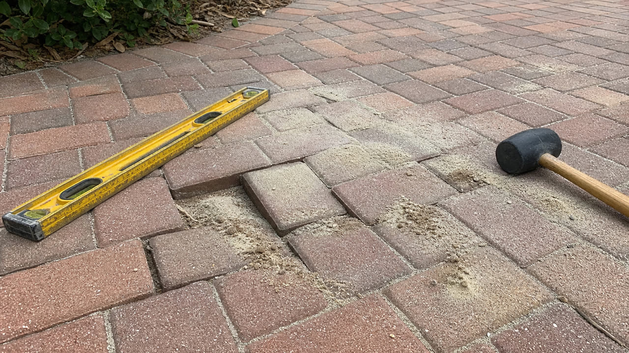 Lakeland Uneven Paver Leveling Closeup near Lakeland